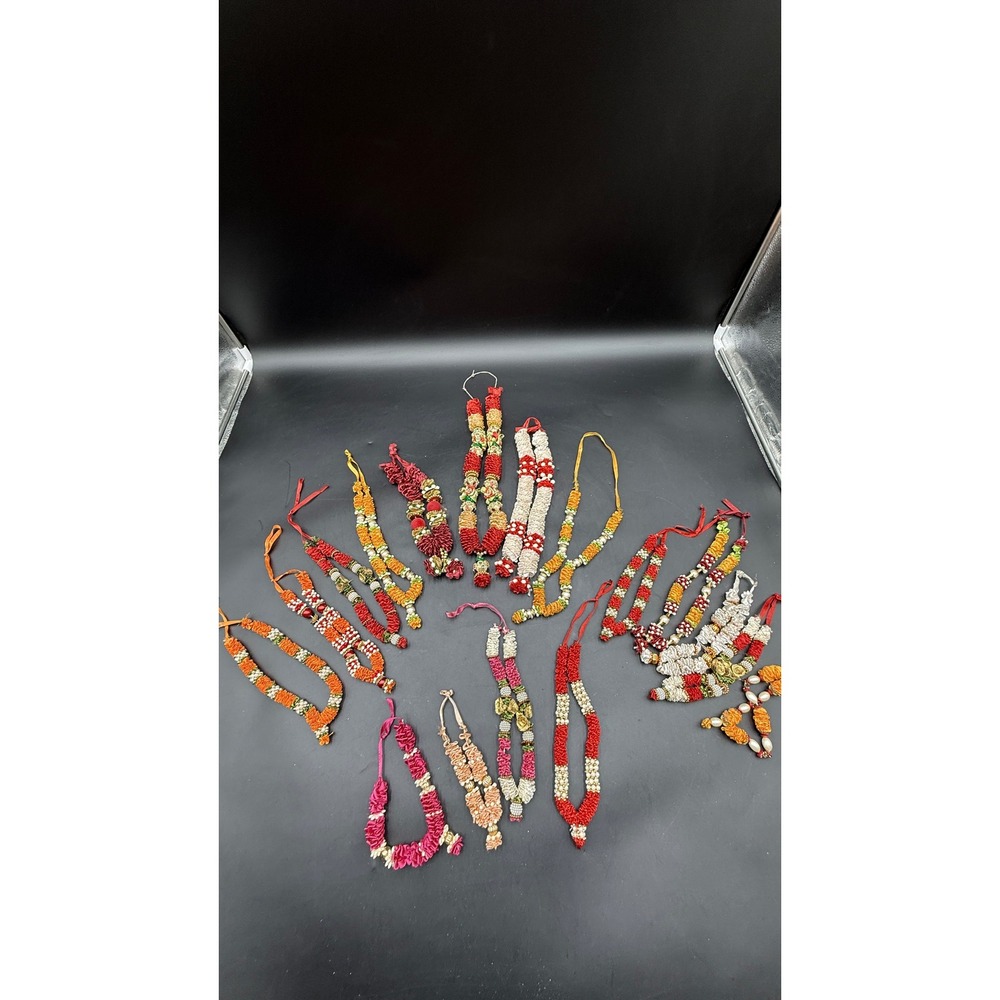 Lot of 15 Traditional Indian Fabric Garlands Diwali Wedding Puja Decor Mala Haar